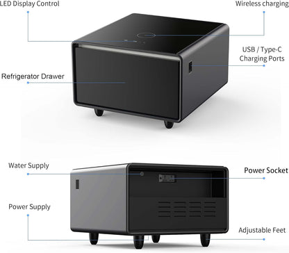 Multifunctional Bedside Table with Mini Refrigerator