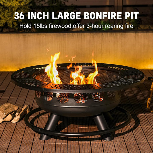 Fire Pit with 2 Cooking Grills